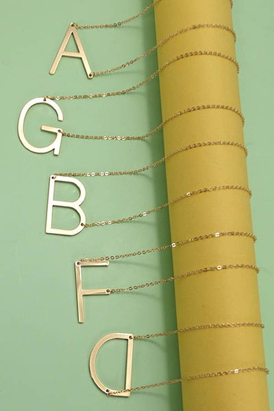 Oversized Sideways Initial Necklace in Gold