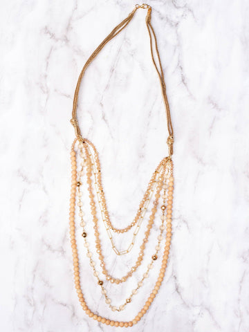 Only in Miami Crystal Beaded Layered Necklace with Leather