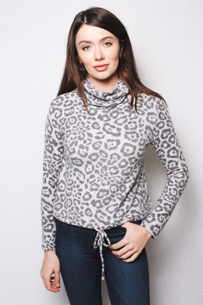 Animal Print Cowl Neck Top