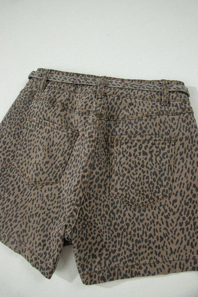 Leopard Print Denim Shorts