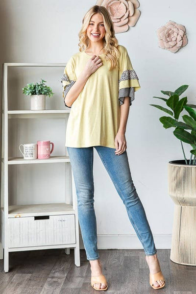 Ruffled Sleeve Top in Yellow