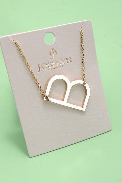 Oversized Sideways Initial Necklace in Gold