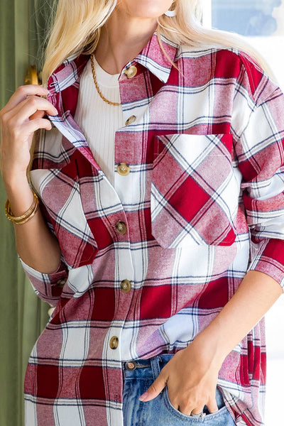 Classic Plaid Button Down in Red