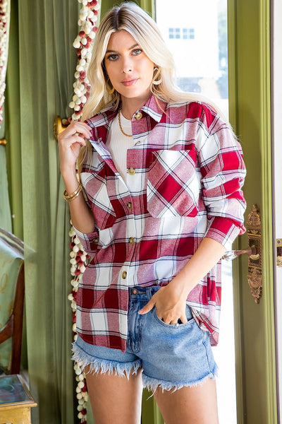 Classic Plaid Button Down in Red
