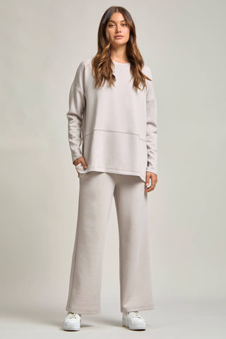 Travel Modal Set Tunic Top + Straight Pants in Grey