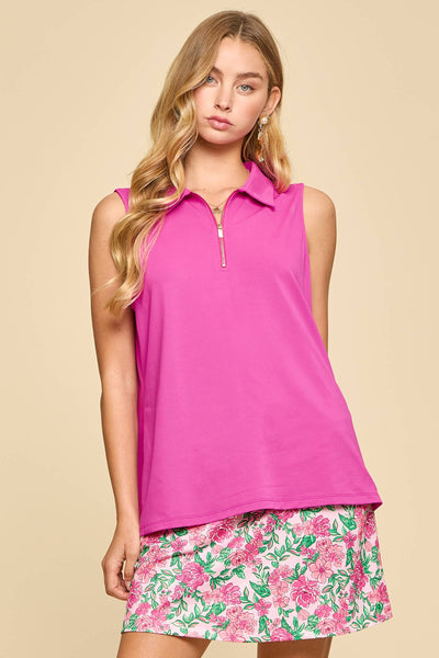 Sun-Cool Sport Zip Tank in Glow Pink