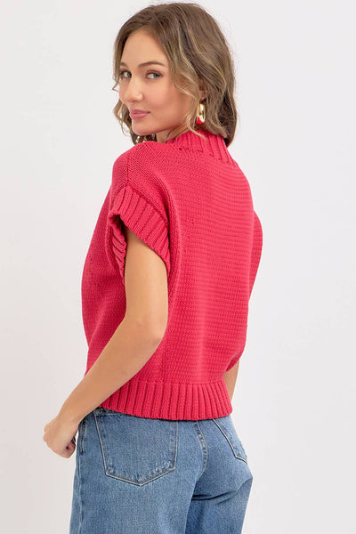 Heart Sweater in Strawberry Red