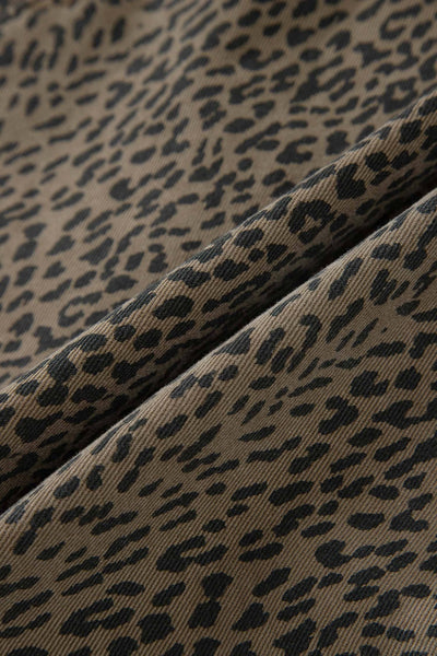 Leopard Print Denim Shorts