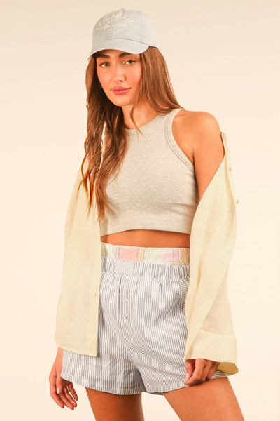 PLUS SIZE Dolman Sleeve Button Down Gauze Shirt