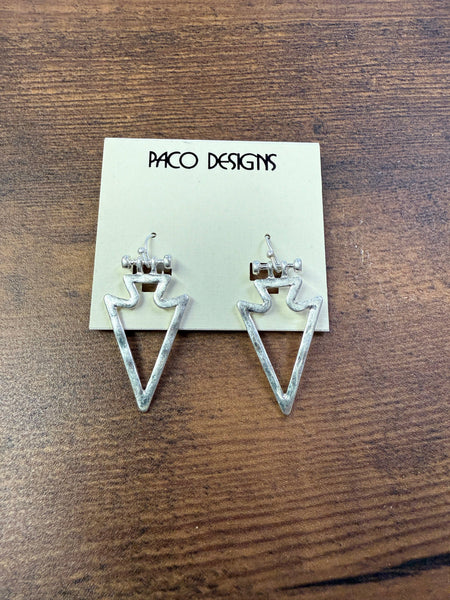 Edgy Sleek Matte Silver or Gold Arrowhead Earrings