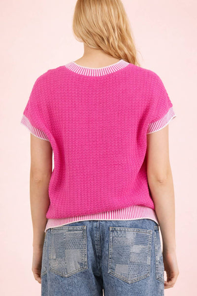 Sleeveless Sweater in Hot Pink