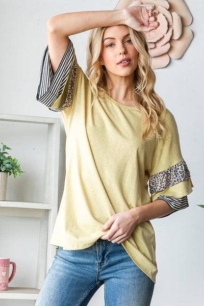 Ruffled Sleeve Top in Yellow