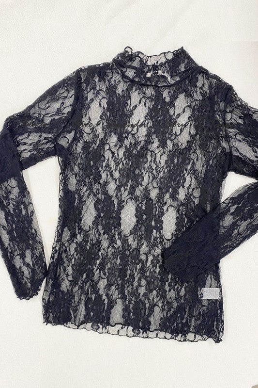Mesh Lace Top in Black