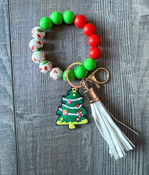 Christmas Silicone Beaded Keychain