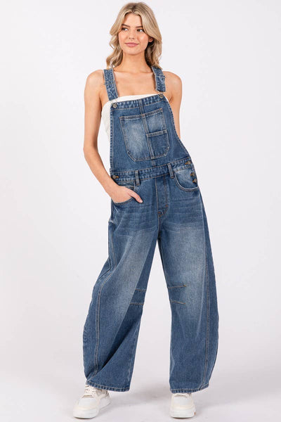 Washed Black Denim Overall