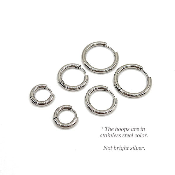 Huggie Hoop Earrings • Hypoallergenic Steel • Dark Silver