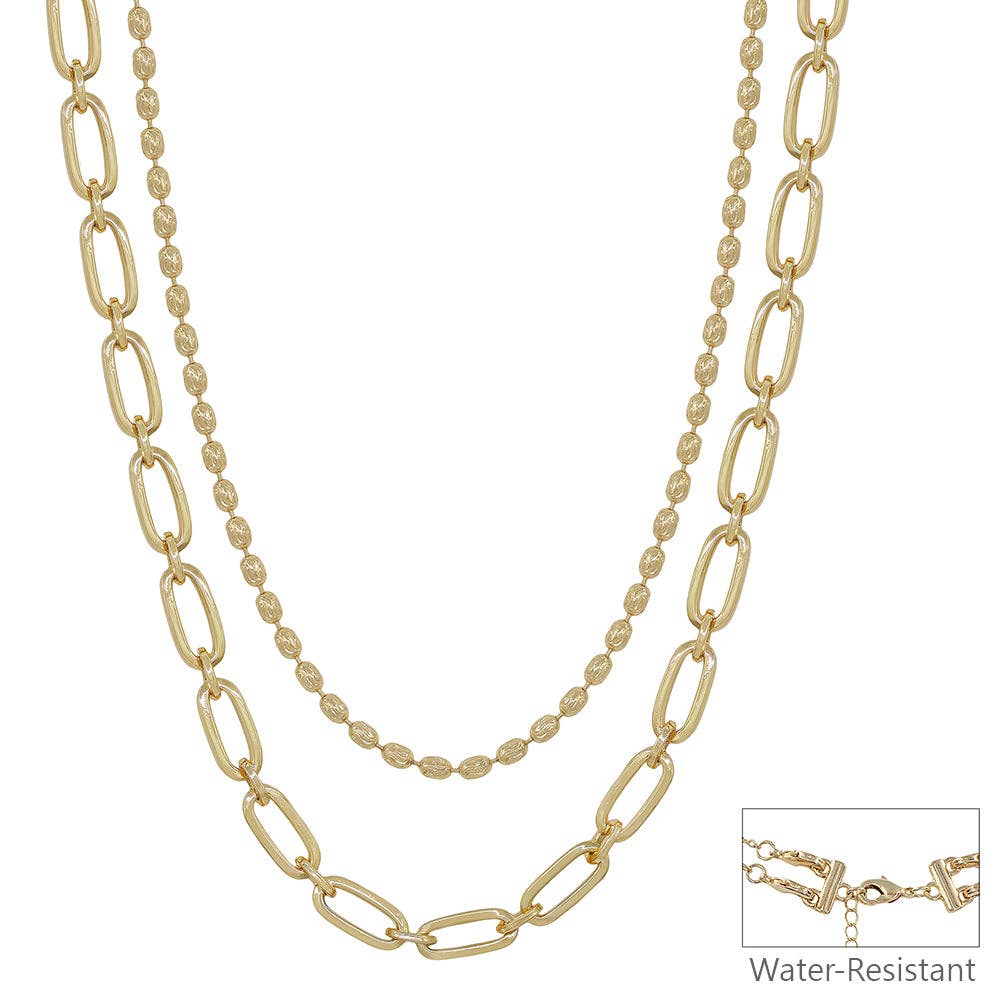 Water Resistant Gold Double Layered Necklace