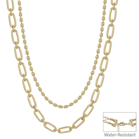 Water Resistant Gold Double Layered Necklace