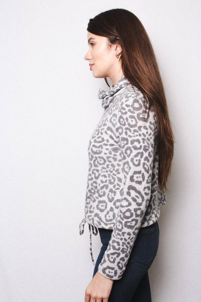 Animal Print Cowl Neck Top