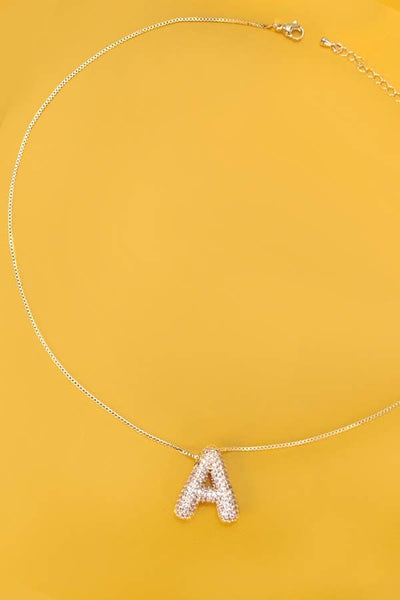 Rhinestone Bubble Initial Necklace