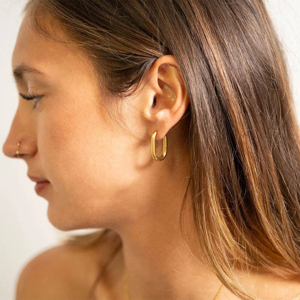 Hypoallergenic Oval Huggie Earrings