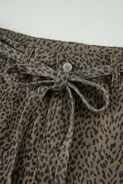 Leopard Print Denim Shorts
