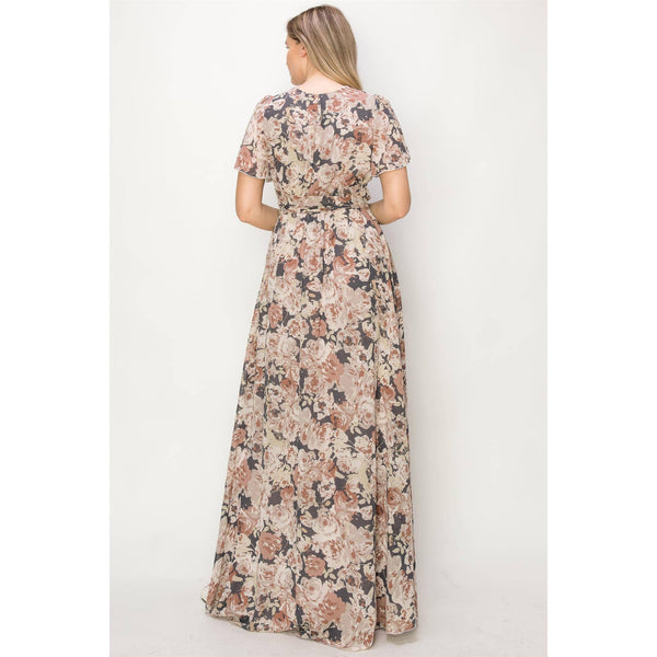 Floral Wrap Maxi Dress in Mauve