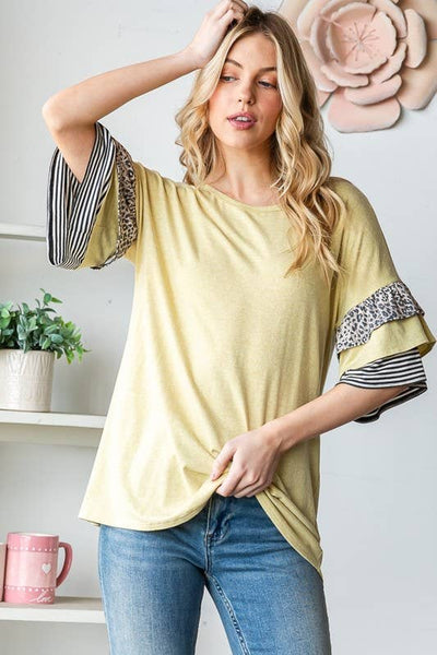 Ruffled Sleeve Top in Yellow