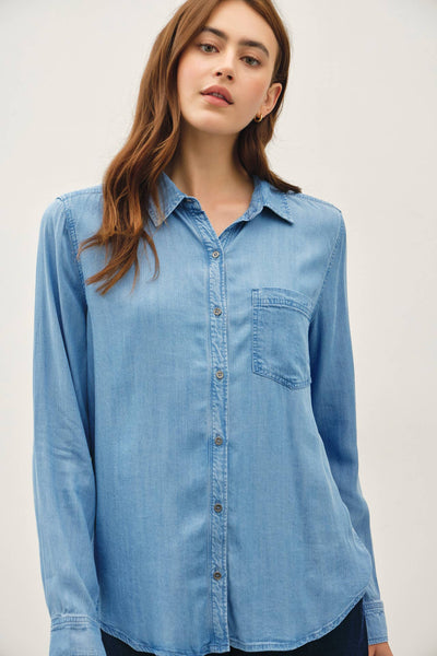 Tencel Button Down in Light Wash