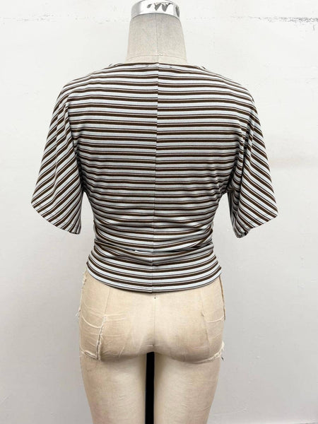Ribbed Striped Short Sleeve Top