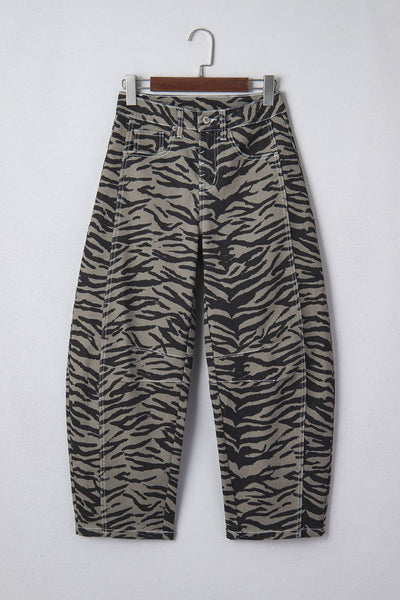 Zebra Stripe Barrel Leg Jeans