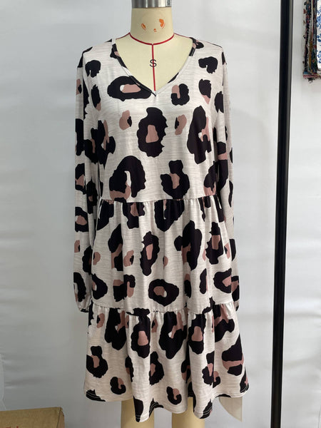 V-neck Leopard Print Dress