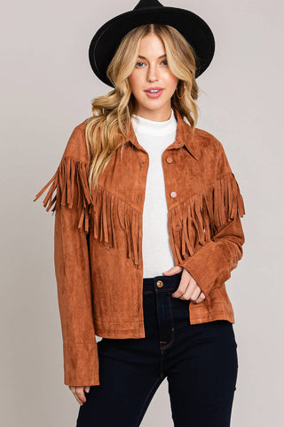 Fringe Detailed Shirt Jacket