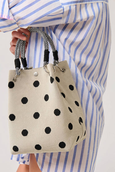 Polka Dot Print Rope Handle Tote Bag