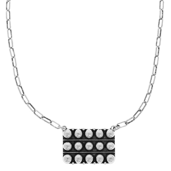 Western Bubble Pavé Rectangle Pendant Necklace
