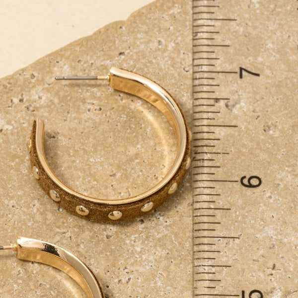Studded Faux Suede Hoop Earrings