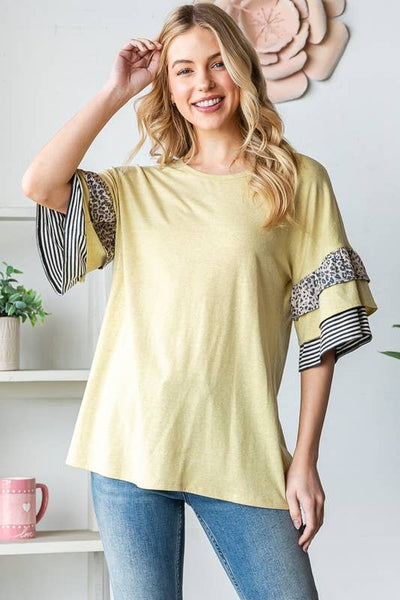 Ruffled Sleeve Top in Yellow