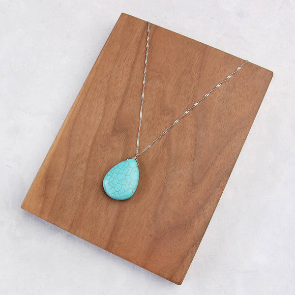 Turquoise Pendant Necklace in Silver