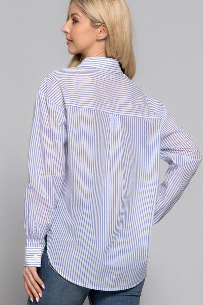 Striped Button-Down Shirt in Blue