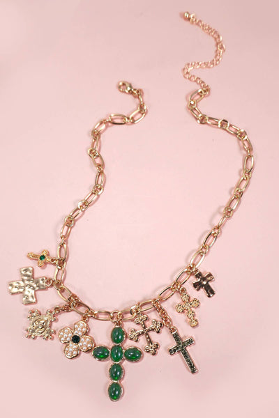 Multi Cross Charm Necklace