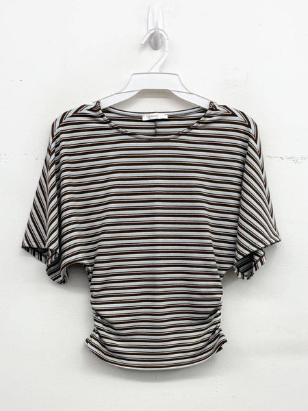 Ribbed Striped Short Sleeve Top
