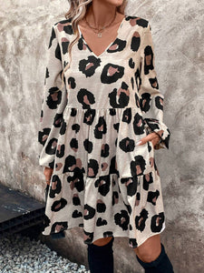 V-neck Leopard Print Dress