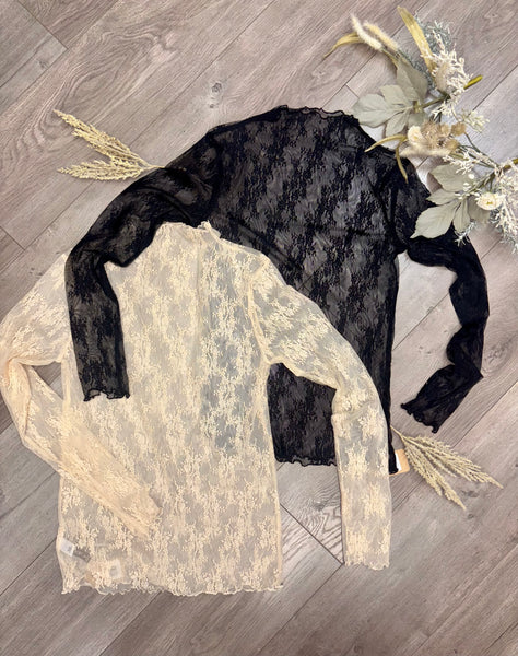 Mesh Lace Top in Black