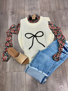 Bow Embroidered Sweater Vest