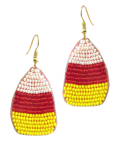 Seed Bead Candy Corn Earrings