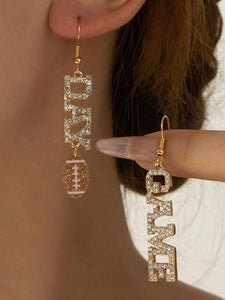 Crystal Game Day Football Earrings