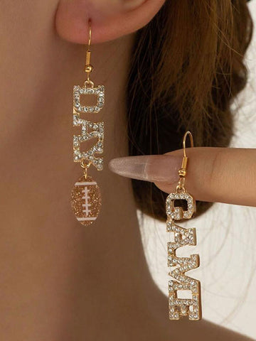 Crystal Game Day Football Earrings