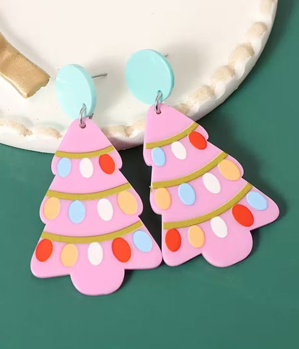 Christmas theme acrylic tree earring