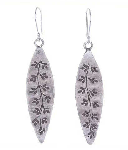 Etched Leaf Drop Earrings