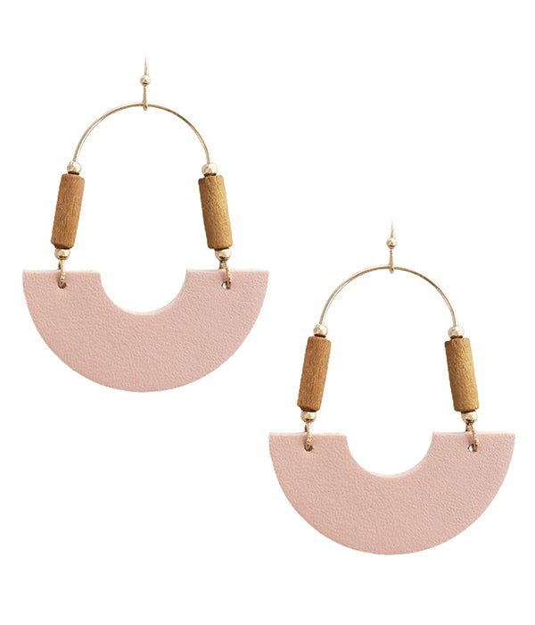 Leatherette Half Moon Earring